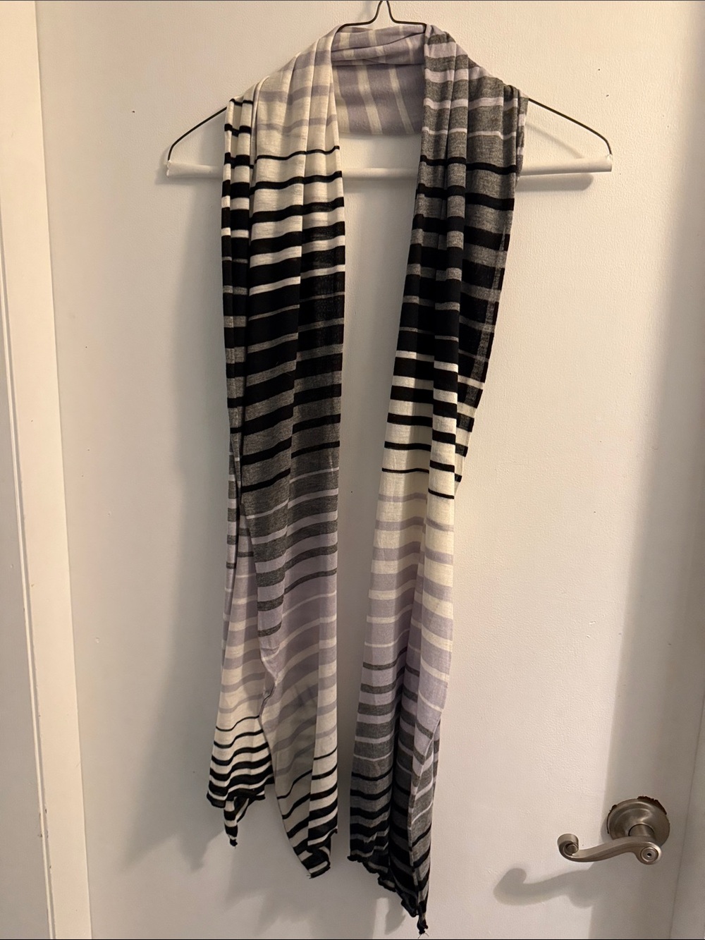 Lightweight Black & Gray Striped Scarf - Brand: